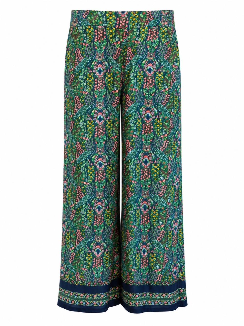 Talbots Navy/Green Floral Pull on Palazzo Pants size Small NWT